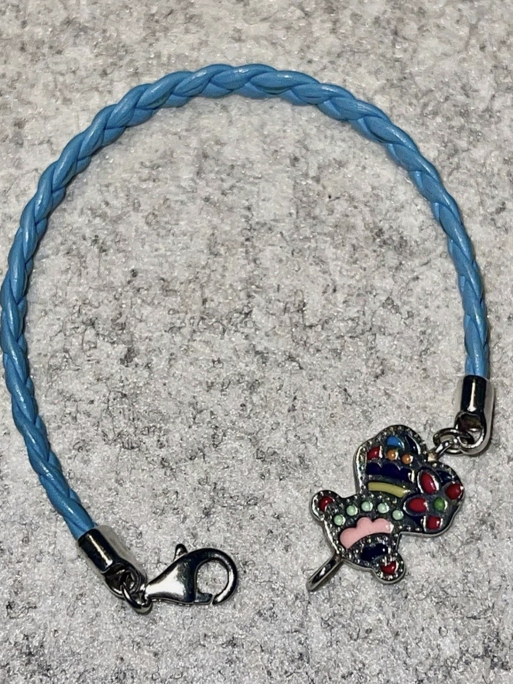 Tous Blue Braided Charm Bracelet with Multicolor Bear Accent